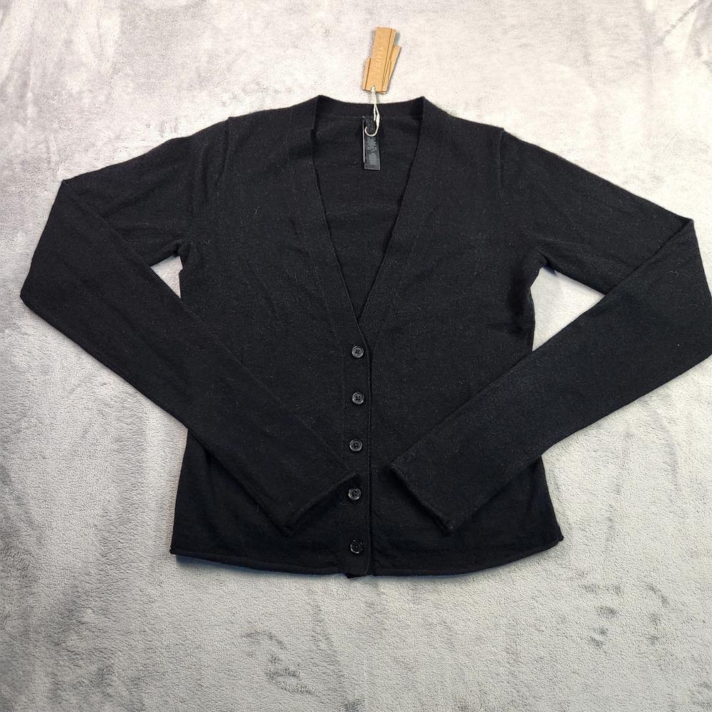 New SKIMS Sheer Cashmere Cardigan Black Onyx S Small V-Neck Luxury Knit Sweater